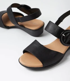 Women SUPERSOFT Comfort|Heels-Princie Black Leather Sandals