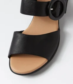 Women SUPERSOFT Comfort|Heels-Princie Black Leather Sandals