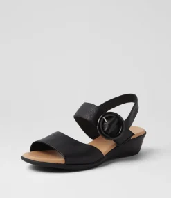 Women SUPERSOFT Comfort|Heels-Princie Black Leather Sandals