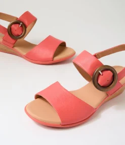 Women SUPERSOFT Heels|Sandals-Princie Coral Leather Sandals