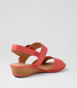 Women SUPERSOFT Heels|Sandals-Princie Coral Leather Sandals