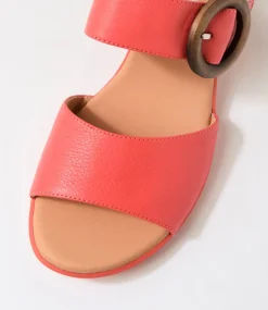 Women SUPERSOFT Heels|Sandals-Princie Coral Leather Sandals