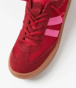 Women I LOVE BILLY Sneakers-Prognosis Red Pink Microsuede Sneakers
