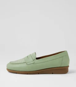 Women SUPERSOFT Comfort|Loafers-Punis Olive Leather Embossed Loafers