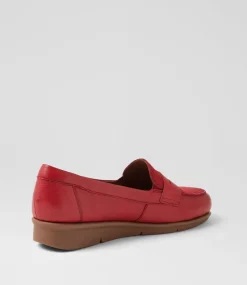 Women SUPERSOFT Comfort|Loafers-Punis Red Leather Embossed Loafers