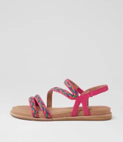 Women SUPERSOFT Flats|Sandals-Quaid Fuchsia Leather Sandals