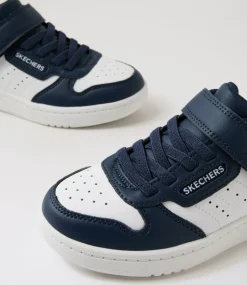 SKECHERS Sport School Shoes-Quick Street Junior Navy White Sneakers