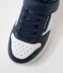 SKECHERS Sport School Shoes-Quick Street Junior Navy White Sneakers