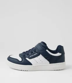 SKECHERS Sport School Shoes-Quick Street Junior Navy White Sneakers