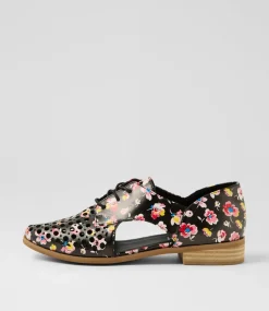 Women I LOVE BILLY Flats-Quietly Black Floral Flat Shoes