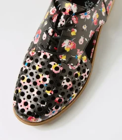 Women I LOVE BILLY Flats-Quietly Black Floral Flat Shoes