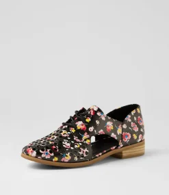 Women I LOVE BILLY Flats-Quietly Black Floral Flat Shoes