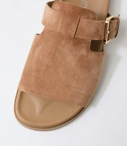 Women TOP END Slides|Flats-Raimo Light Choc Suede Slides