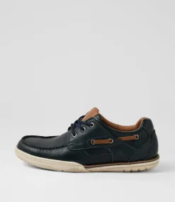 COLORADO Casuals-Rashid Navy Leather Lace Up Flats