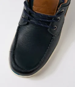 COLORADO Casuals-Rashid Navy Leather Lace Up Flats