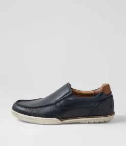 COLORADO Casuals-Rasp Navy Tumbled Leather Flat Shoes