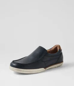 COLORADO Casuals-Rasp Navy Tumbled Leather Flat Shoes