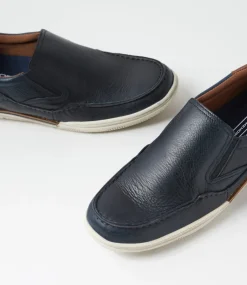 COLORADO Casuals-Rasputin Navy Leather Flat Shoes
