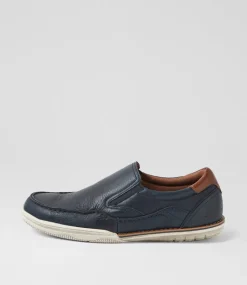 COLORADO Casuals-Rasputin Navy Leather Flat Shoes