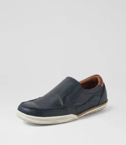 COLORADO Casuals-Rasputin Navy Leather Flat Shoes