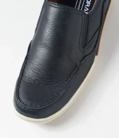 COLORADO Casuals-Rasputin Navy Leather Flat Shoes