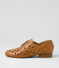 Women DIANA FERRARI Flats-Ravida Tan Leather Lace Up Flats