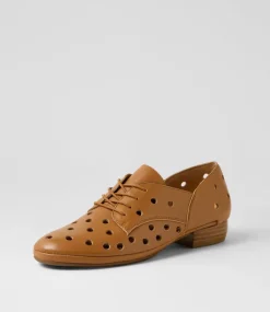 Women DIANA FERRARI Flats-Ravida Tan Leather Lace Up Flats