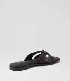 Women DIANA FERRARI Flats|Sandals-Raya Black Leather Sandals