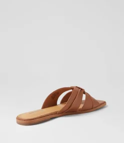 Women DIANA FERRARI Flats|Sandals-Raya Tan Leather Sandals