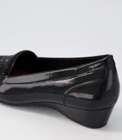 Women SUPERSOFT Flats|Comfort-Razzie Black Patent Jewels Heels