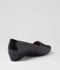 Women SUPERSOFT Comfort|Loafers-Razzie Navy Crinkle Patent Heels