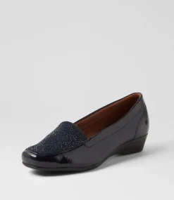 Women SUPERSOFT Comfort|Loafers-Razzie Navy Crinkle Patent Heels