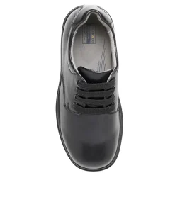 COLORADO Junior School Shoes-REACT JNR E BLACK LEATHR
