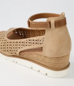Women I LOVE BILLY Wedges|Heels-Redzel Latte Tan Sandals