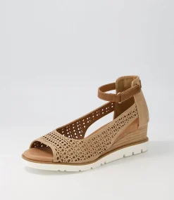 Women I LOVE BILLY Wedges|Heels-Redzel Latte Tan Sandals