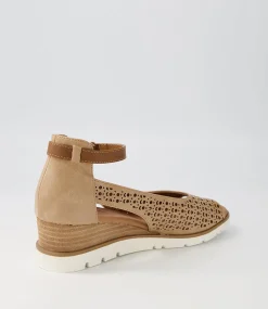 Women I LOVE BILLY Wedges|Heels-Redzel Latte Tan Sandals