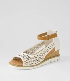 Women I LOVE BILLY Wedges|Heels-Redzel White Tan Sandals