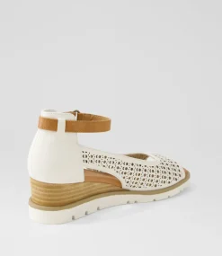 Women I LOVE BILLY Wedges|Heels-Redzel White Tan Sandals