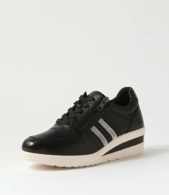 Women SUPERSOFT Comfort|Sneakers-Reehale Black Silver Leather Jewels Sneakers