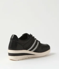 Women SUPERSOFT Comfort|Sneakers-Reehale Black Silver Leather Jewels Sneakers
