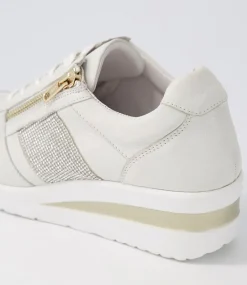 Women SUPERSOFT Comfort|Sneakers-Reehale White Silver Leather Jewels Sneakers