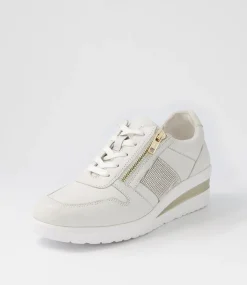 Women SUPERSOFT Comfort|Sneakers-Reehale White Silver Leather Jewels Sneakers
