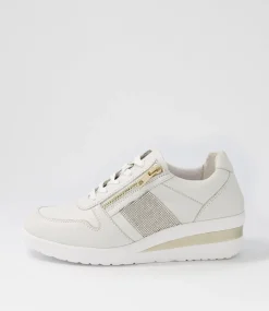 Women SUPERSOFT Comfort|Sneakers-Reehale White Silver Leather Jewels Sneakers