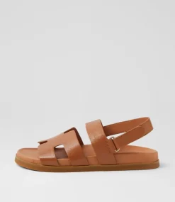 Women TOP END Flats|Sandals-Reffa Dark Tan Leather Sandals