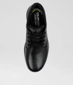 COLORADO Senior School Shoes-Renegade Senior Black Leather Lace Up Shoes