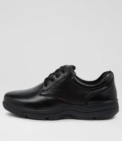 COLORADO Senior School Shoes-Renegade Senior Black Leather Lace Up Shoes