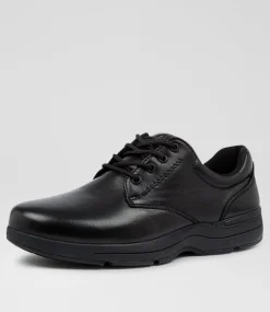COLORADO Senior School Shoes-Renegade Senior Black Leather Lace Up Shoes