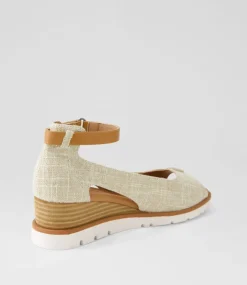 Women I LOVE BILLY Wedges|Heels-Reney Beige Linen Sandals