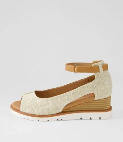 Women I LOVE BILLY Wedges|Heels-Reney Beige Linen Sandals