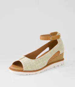 Women I LOVE BILLY Wedges|Heels-Reney Beige Linen Sandals